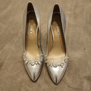 David Tutera Silver embellished heels 8.5